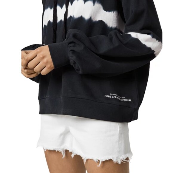 AllSaints - Rihan Tie Dye Hooded Sweatshirt 6229624 | XS | Black & White Stripe - Picture 5 of 14